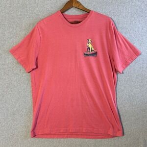 Izod Saltwater Mens XL T-Shirt Coral Pink Surfside Beach Patrol Dog Graphic Tee